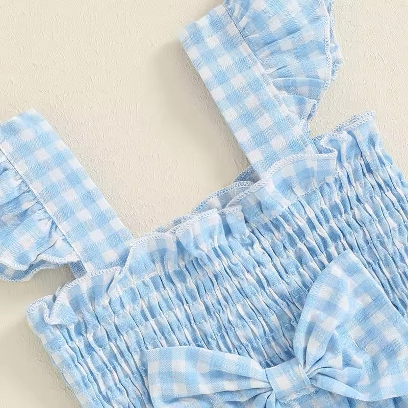 Gingham Flutter Romper Set