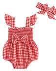 Gingham Flutter Romper Set