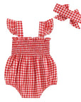 Gingham Flutter Romper Set