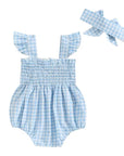 Gingham Flutter Romper Set