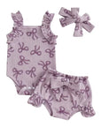 Bow Knot Ruffle Romper Set