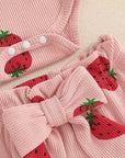 Strawberry Bow Romper Set