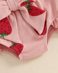 Strawberry Bow Romper Set