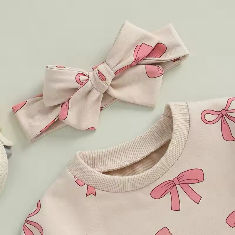 2pcs Bow Romper Set