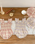 Plaid Ruffle Romper & Hat Set