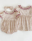 Vintage Bloom Smocked Romper Set