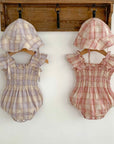 Plaid Ruffle Romper & Hat Set