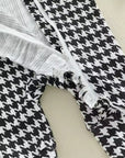 Houndstooth Ruffle Knit Romper Set