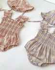 Plaid Ruffle Romper & Hat Set