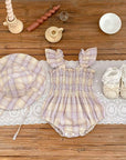 Plaid Ruffle Romper & Hat Set