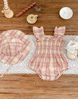 Plaid Ruffle Romper & Hat Set