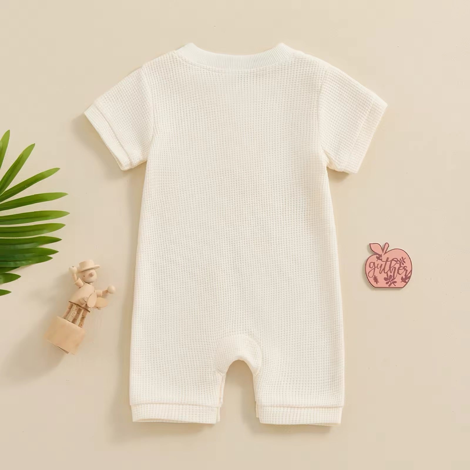 Waffle Knit Short Sleeve Romper