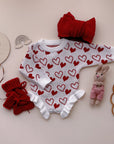 Snuggle Hearts Knit Ruffle Romper