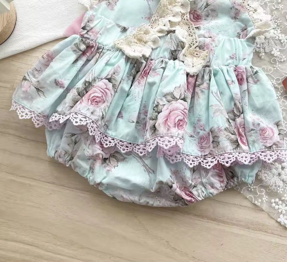 Rosewater Lace Bow Romper