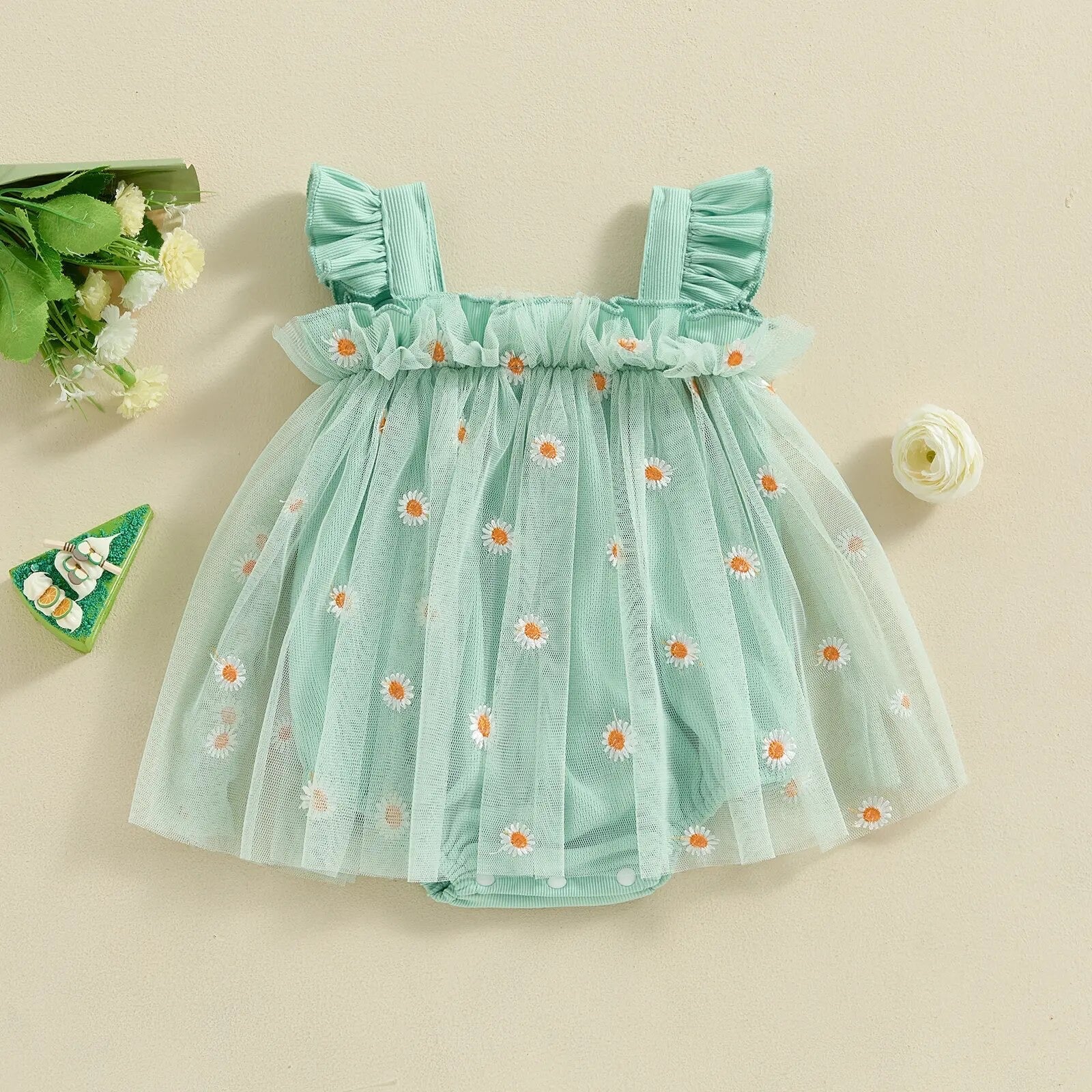 Frill Trim Daisy Tutu Romper