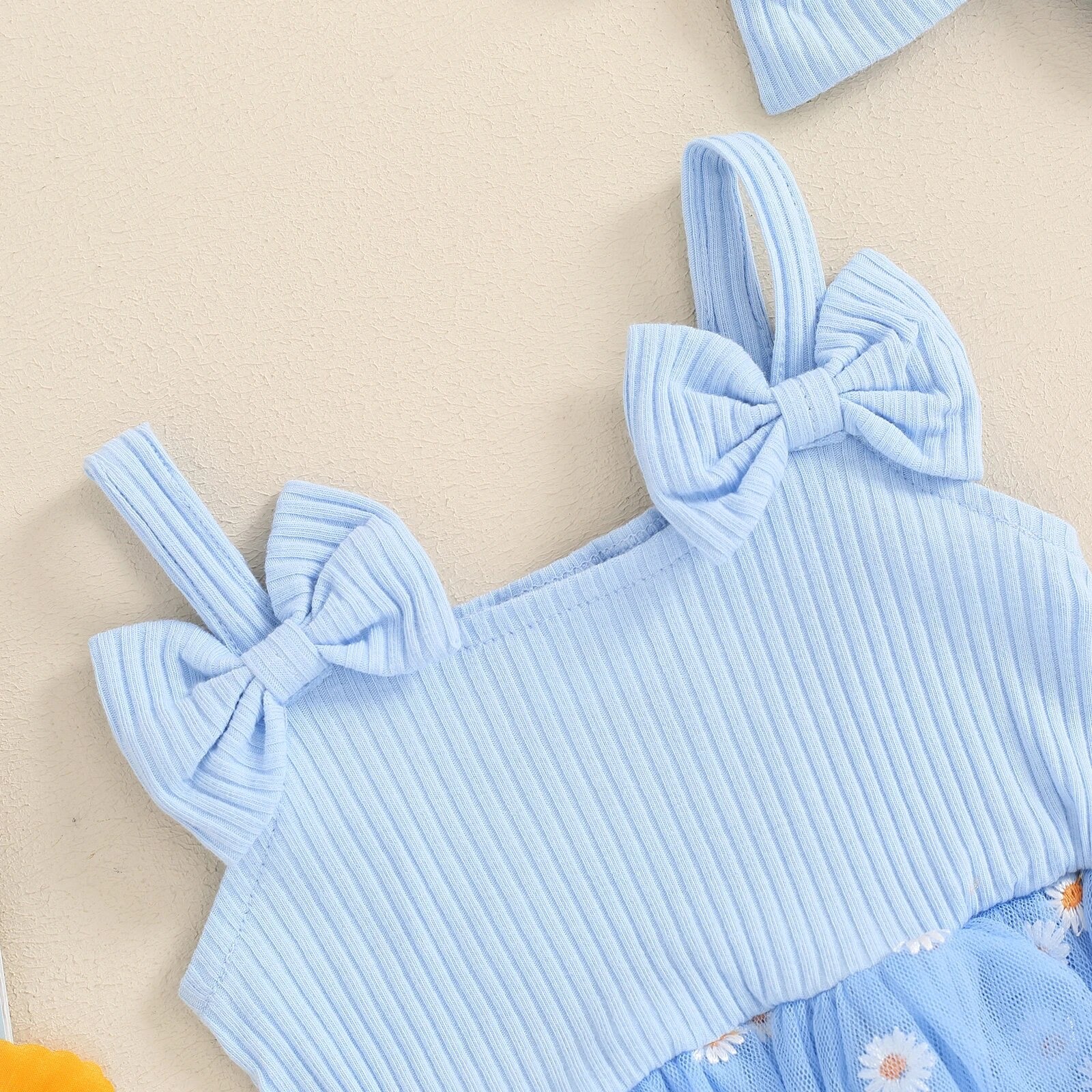 Bow Sleeve Daisy Tutu Romper