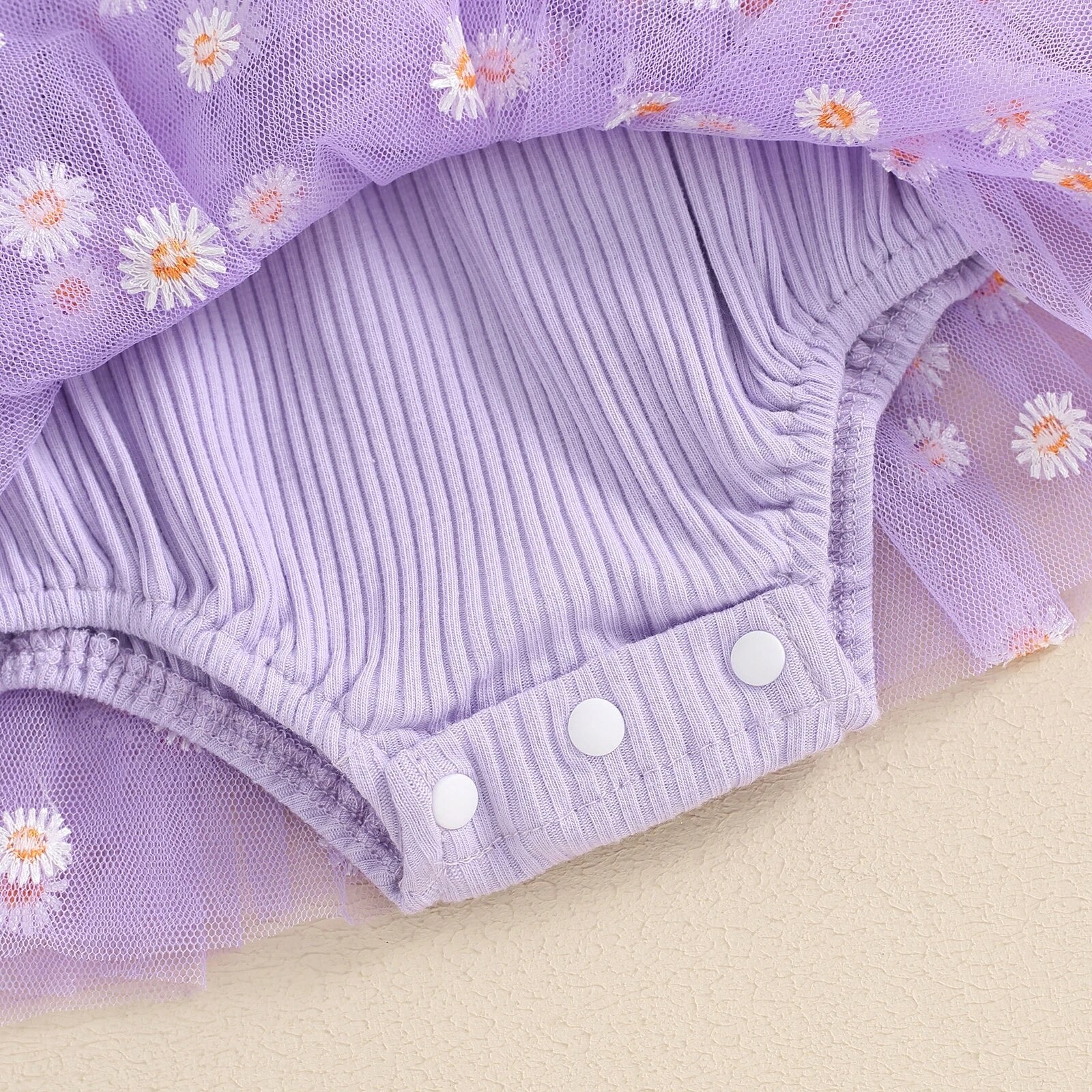 Bow Sleeve Daisy Tutu Romper