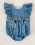 Denim Darling Double Bow Bubble Romper