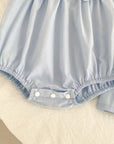 Sky Blue Eyelet Collar Bubble Romper
