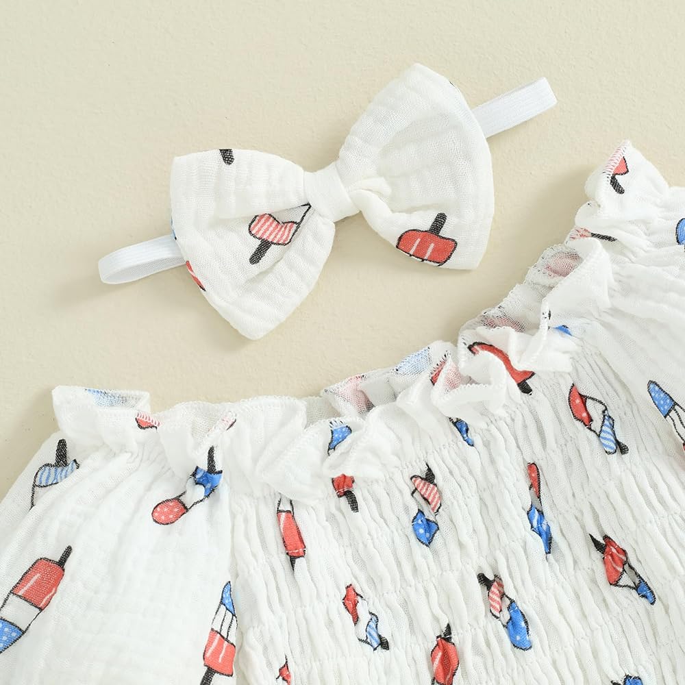 2pcs Smocked Bubble Romper