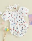 2pcs Smocked Bubble Romper