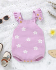 Knit Flower Overalls