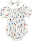 2pcs Smocked Bubble Romper