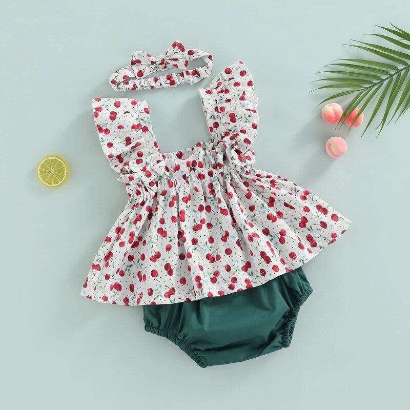 3pcs Cherry Camisole Set