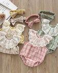 2PCS Plaid Lace Bodysuits