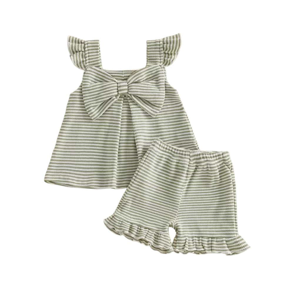 Harper Bow Stripe Romper Set