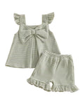 Harper Bow Stripe Romper Set