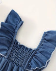 Ruffle Sleeves Denim Romper