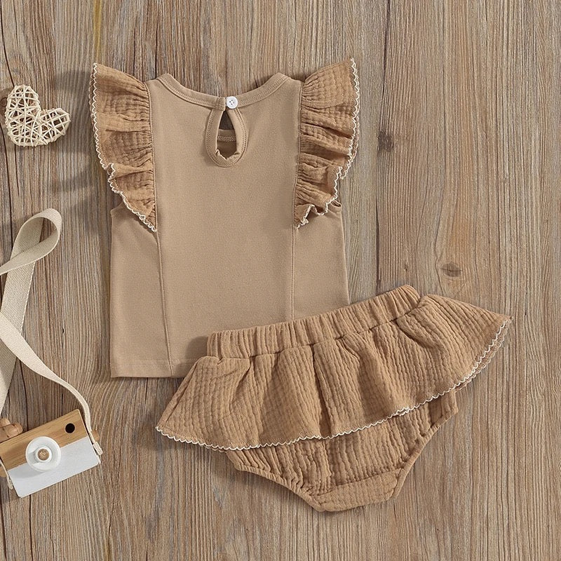 Ruffled Sleeve Bloomer Set