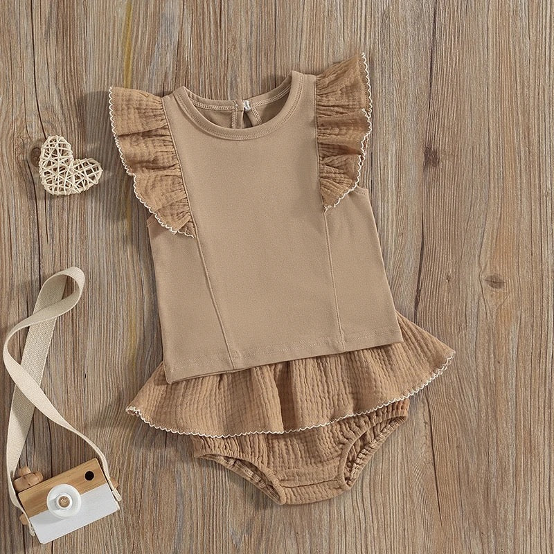 Ruffled Sleeve Bloomer Set