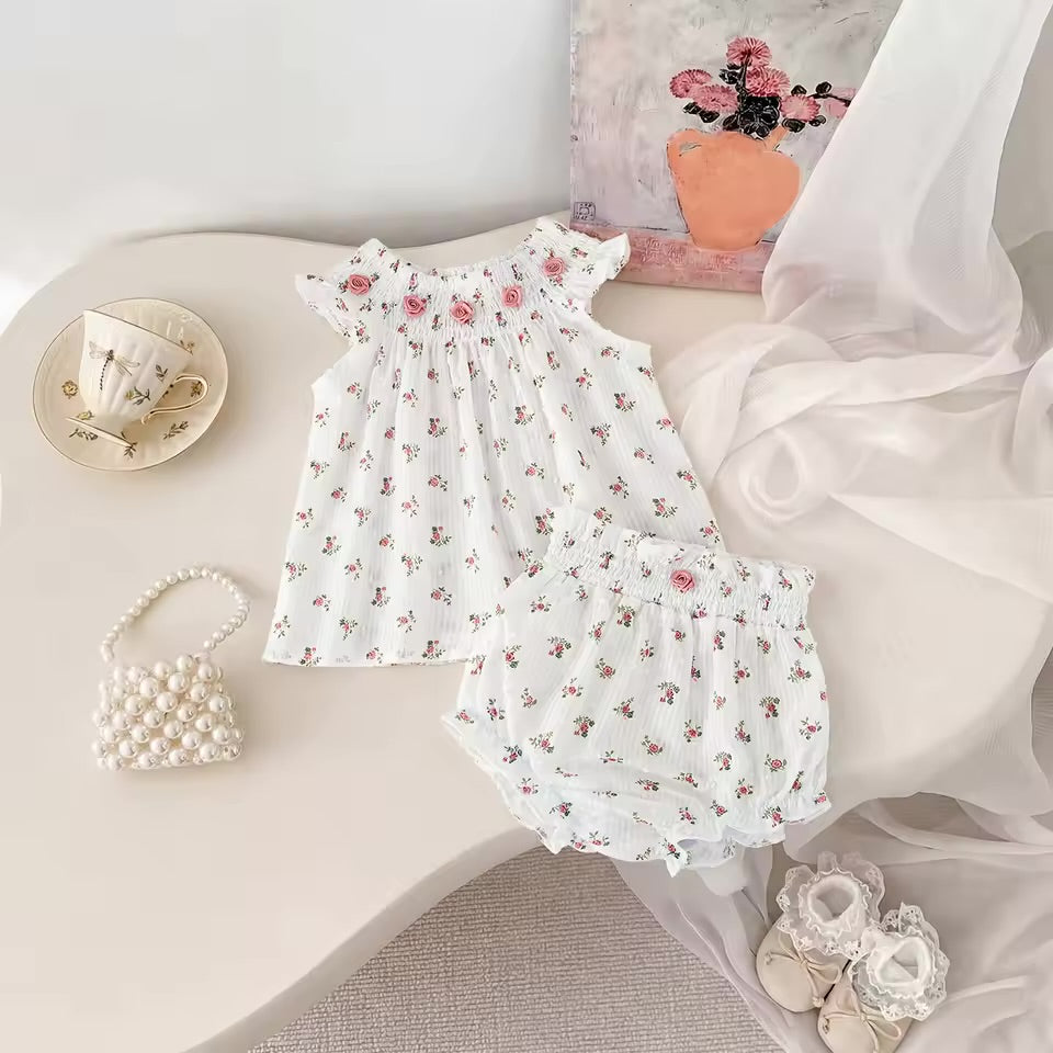Rosebud Smocked Bloomer Set