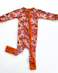 Orange Bloom Bamboo Footie