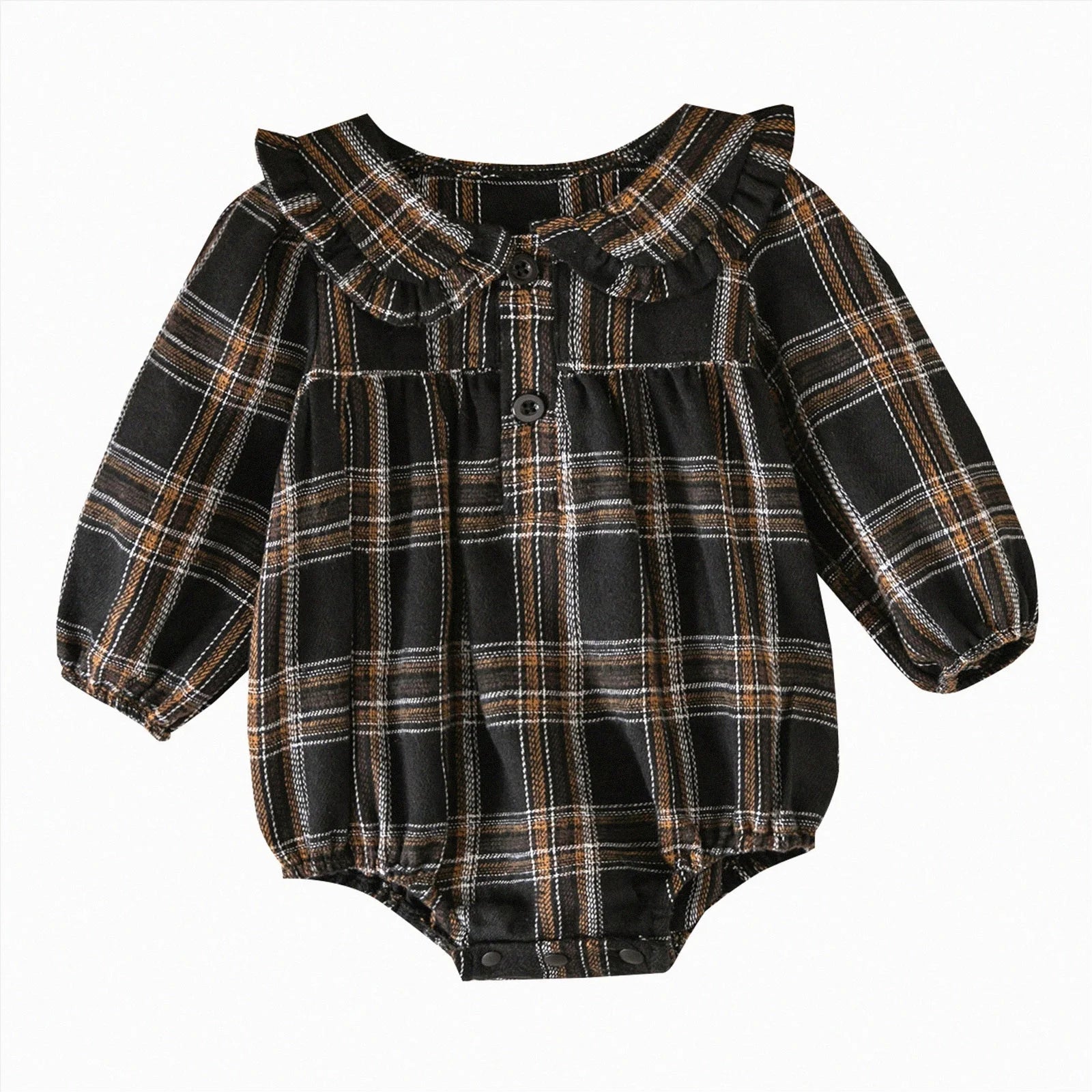 Autumn Plaid Ruffle Collar Romper