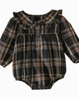 Autumn Plaid Ruffle Collar Romper