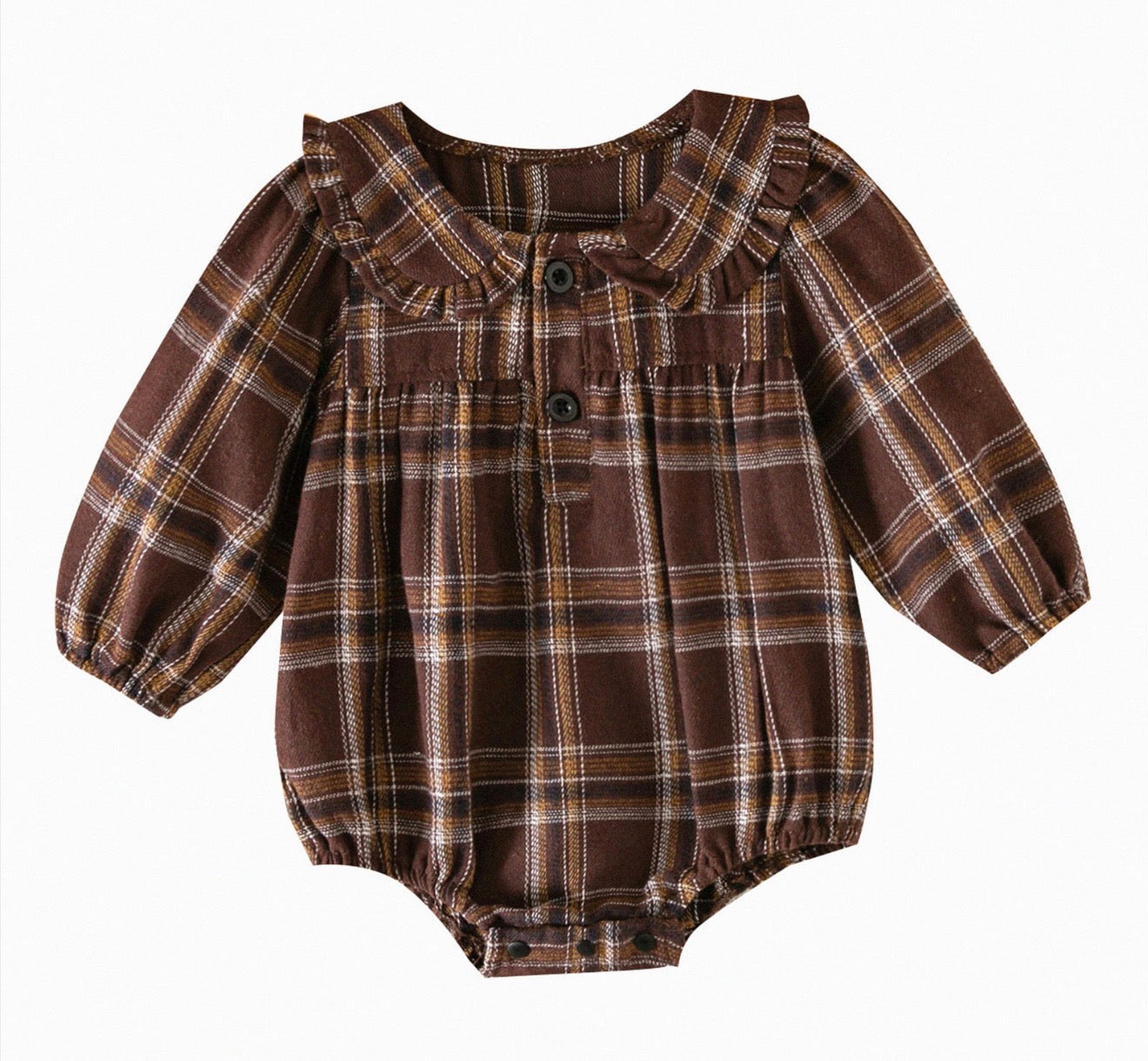 Autumn Plaid Ruffle Collar Romper