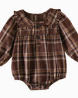 Autumn Plaid Ruffle Collar Romper