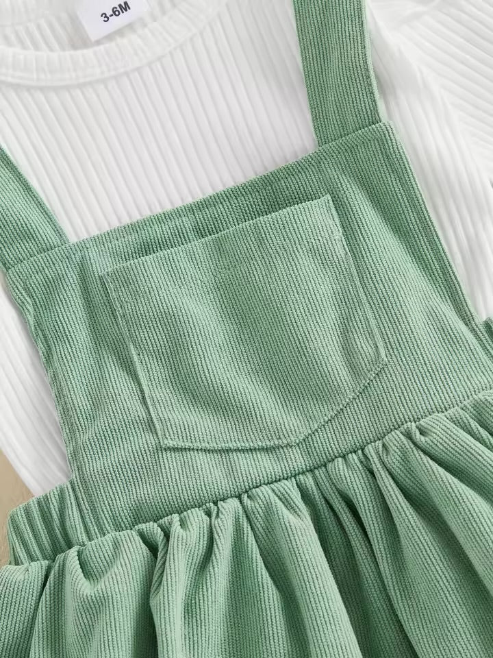 Autumn Corduroy Ruffle Pinafore Set