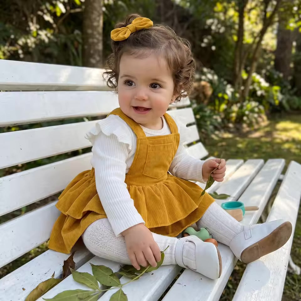 Autumn Corduroy Ruffle Pinafore Set