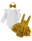 Autumn Corduroy Ruffle Pinafore Set