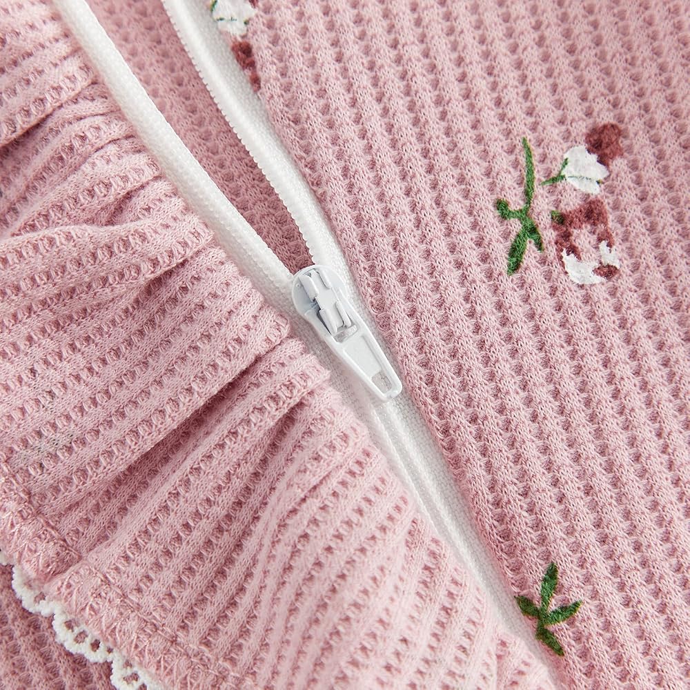 Vintage Bloom Waffle Knit Ruffle Footie &amp; Bow Set