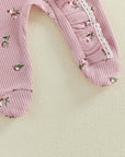 Vintage Bloom Waffle Knit Ruffle Footie & Bow Set