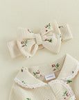 Vintage Bloom Waffle Knit Ruffle Footie & Bow Set