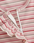 Pastel Stripe Ruffle Zip Romper Bow Set