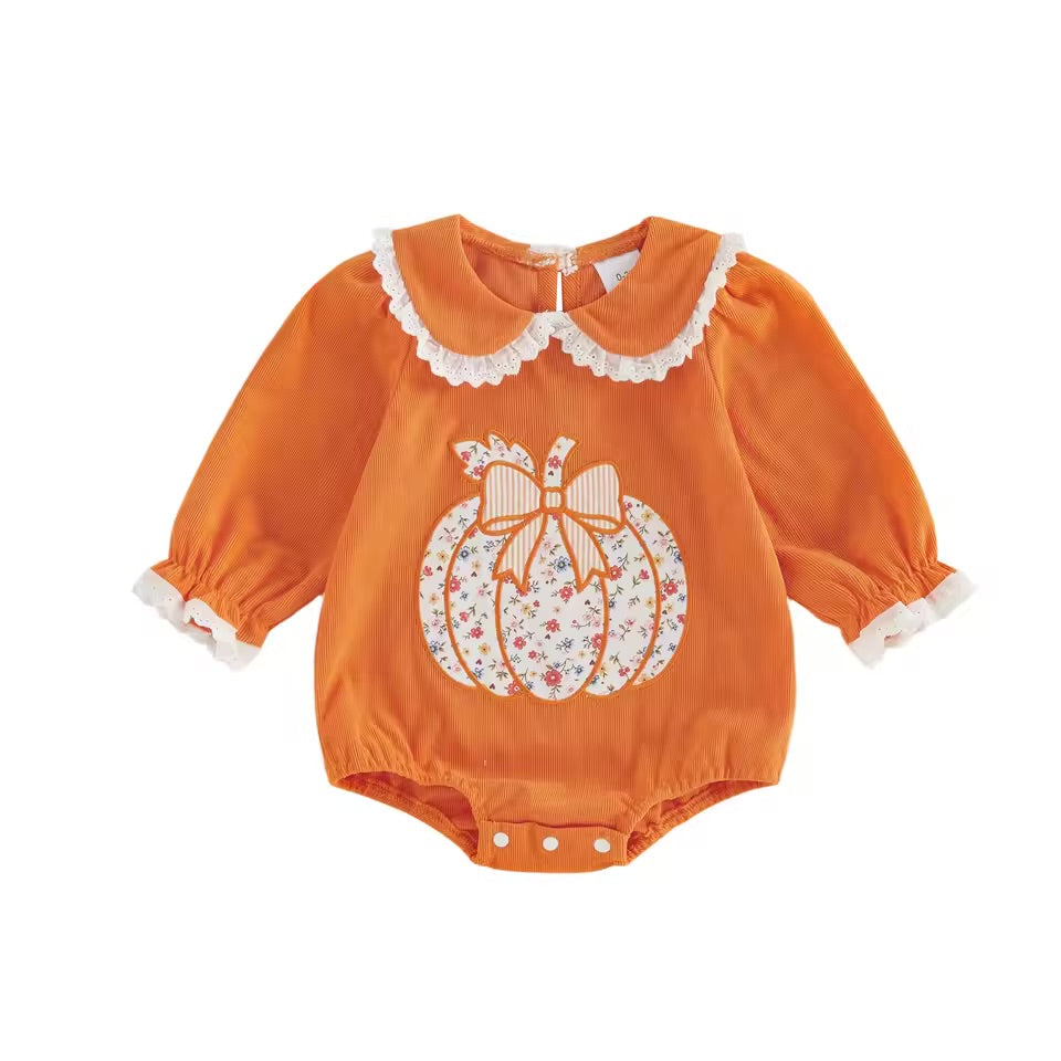 Floral Pumpkin Peter Pan Bubble Romper