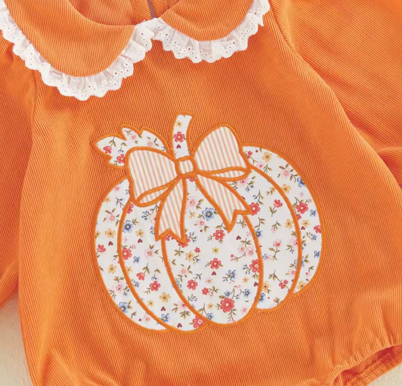 Floral Pumpkin Peter Pan Bubble Romper