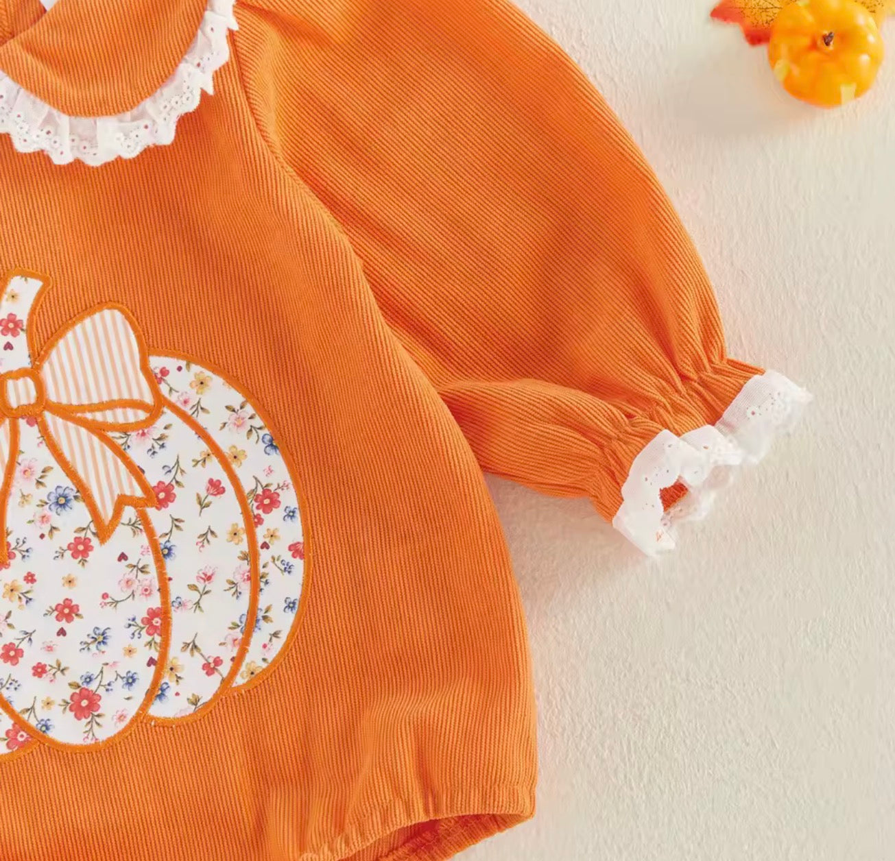 Floral Pumpkin Peter Pan Bubble Romper